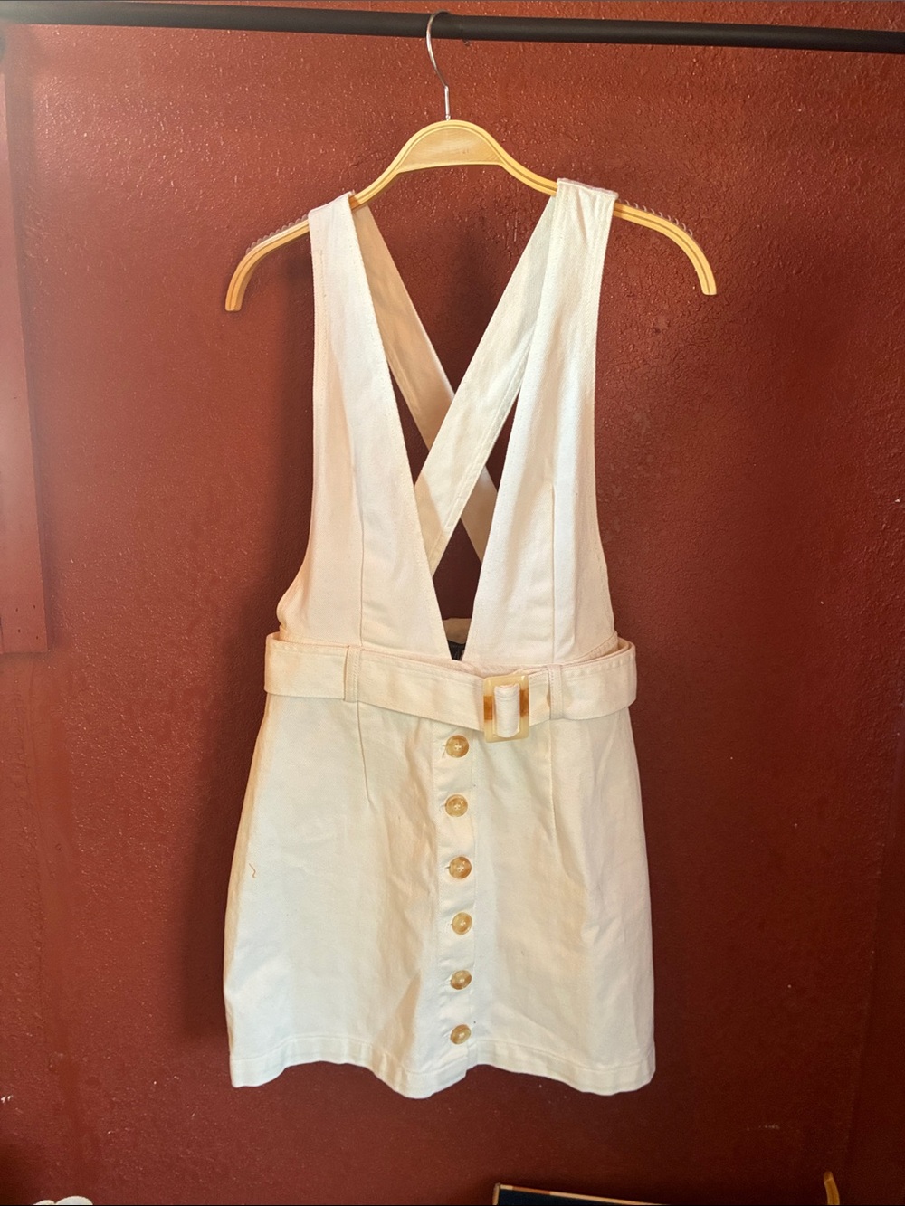 Forever 21 Cream/Off-White Casual Dress with Adjustable Cross Straps in Back